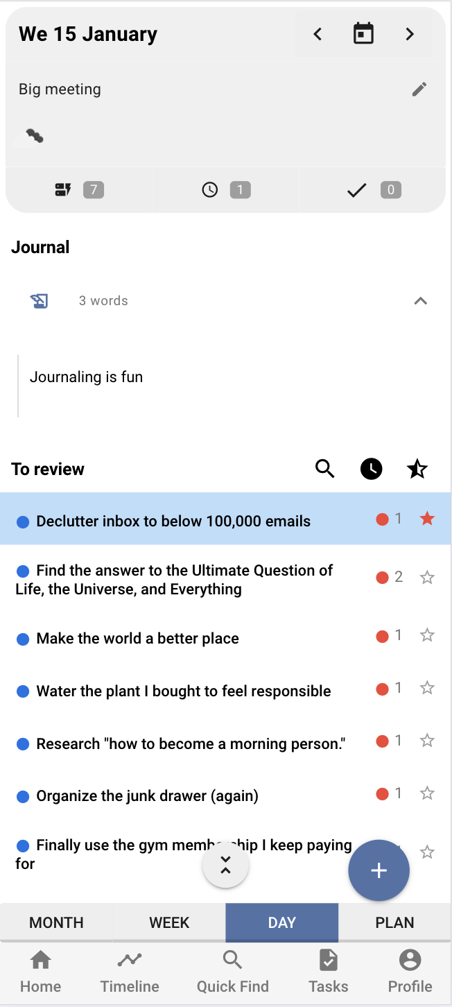 Note-taking and journaling interface