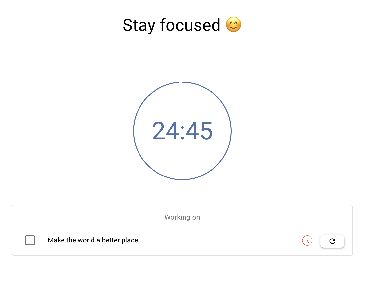 Pomodoro timer interface