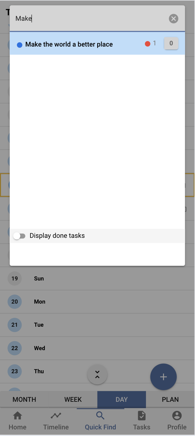 Fast search interface