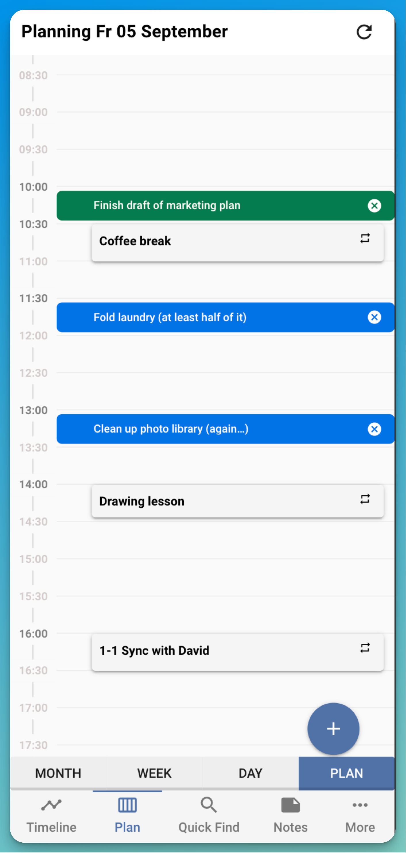 Pulse time-blocking interface showing calendar integration
